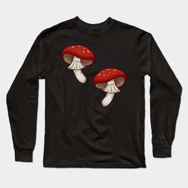 Toadstool Mushroom Fungi Repeating Pattern Long Sleeve T-Shirt by alinabeska